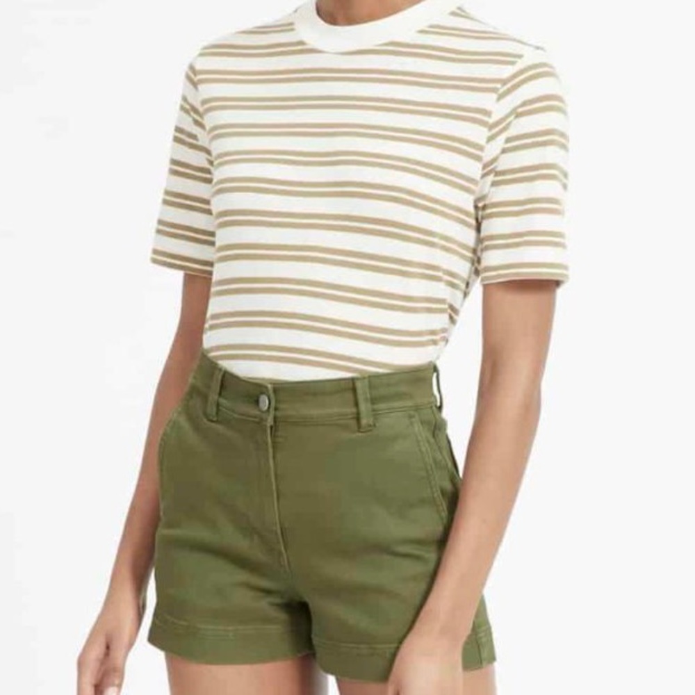 Everlane Green High Waisted The Cotton Twill Short